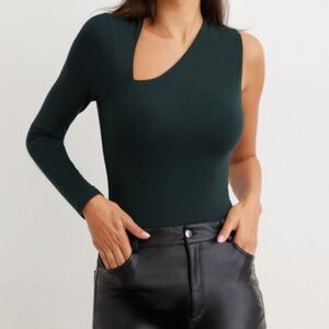 Dynamite Green One-Shoulder Cutout Bodysuit